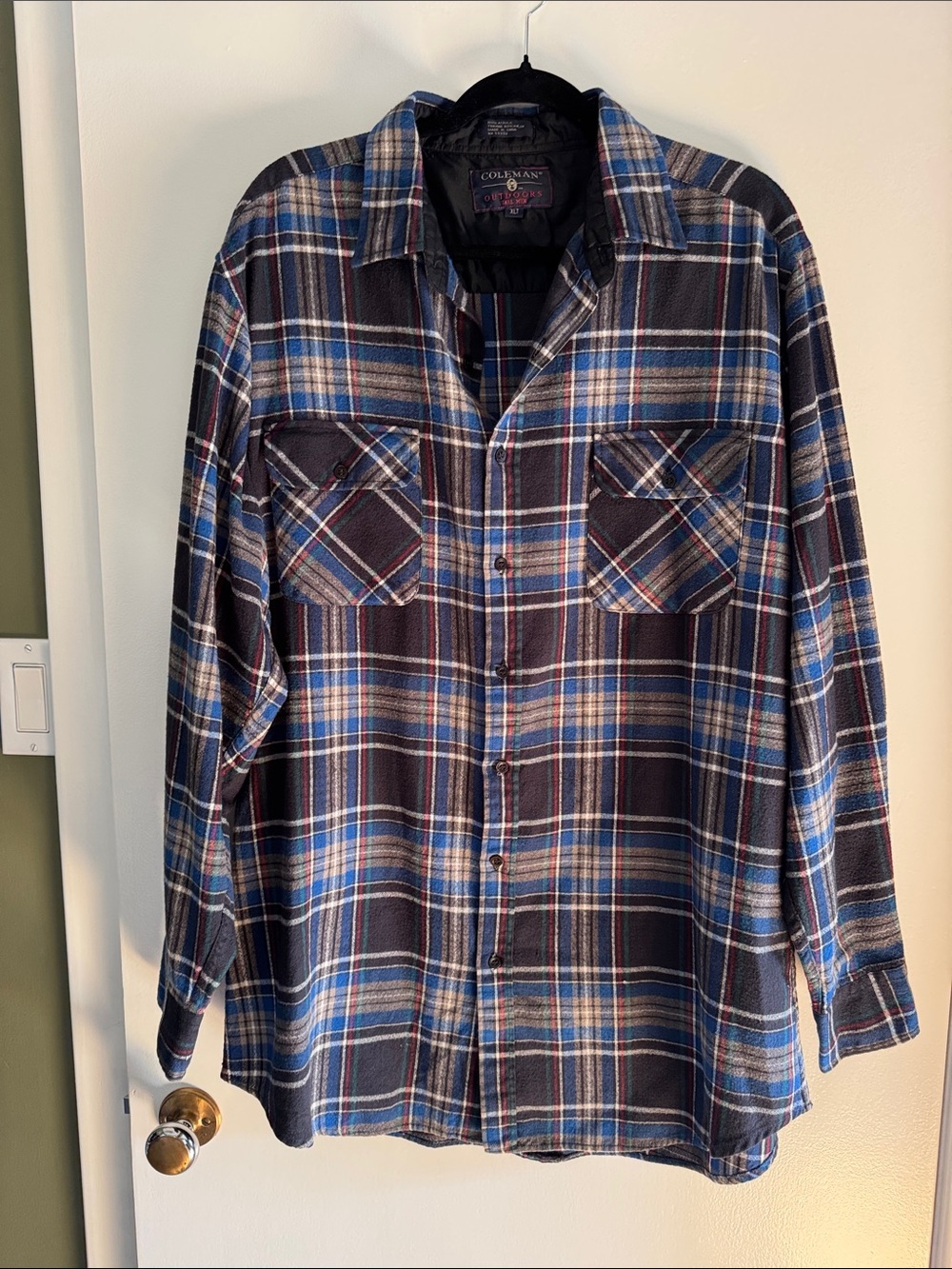 Vintage Men’s Blue Plaid Flannel Shirt